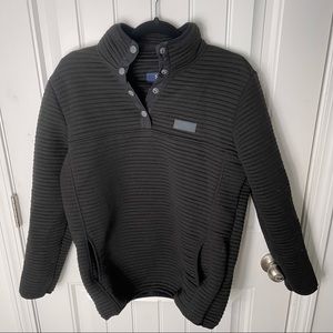 SIMPLY SOUTHERN Ribbed Mock V Neck 1/4 Button Pullover black M Sweatshirt